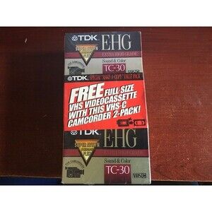 TDK  E-HG TC30 2 Pack with High Standard T120 VHS Tape